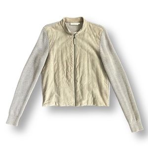 Tory Burch Ovine Suede & Merino Wool Biker Jacket